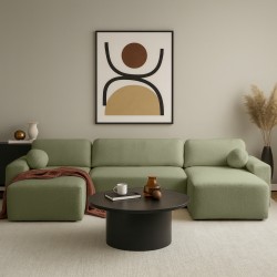 Narożnik NOEL U z funkcją spania | Automat Moss | Bouclé QUELLE