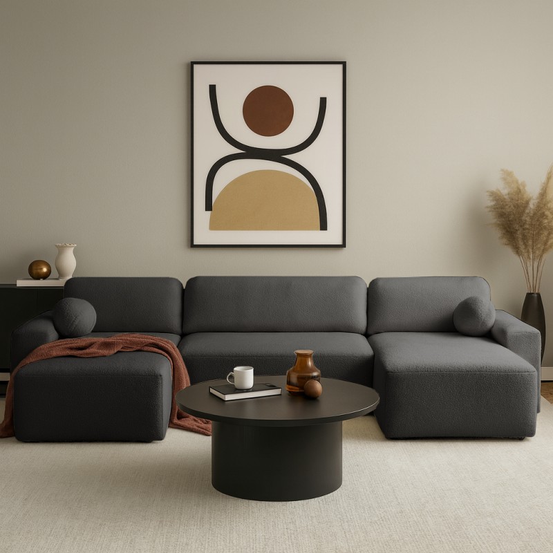 Narożnik NOEL U z funkcją spania | Automat Moss | Bouclé QUELLE