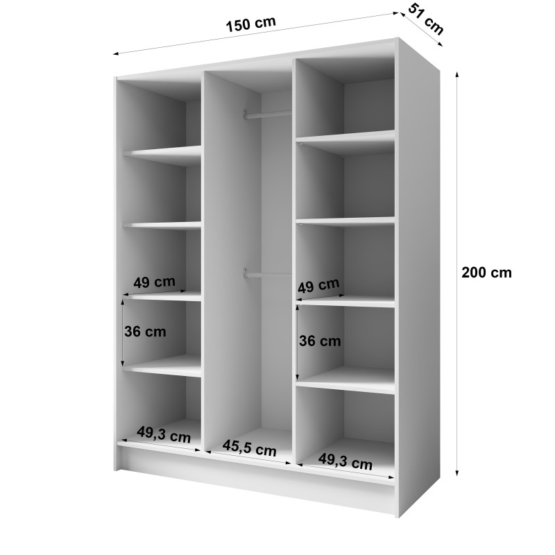 Szafa PAVIA 100/150/200 cm – Nowoczesna Szafa Uchylna