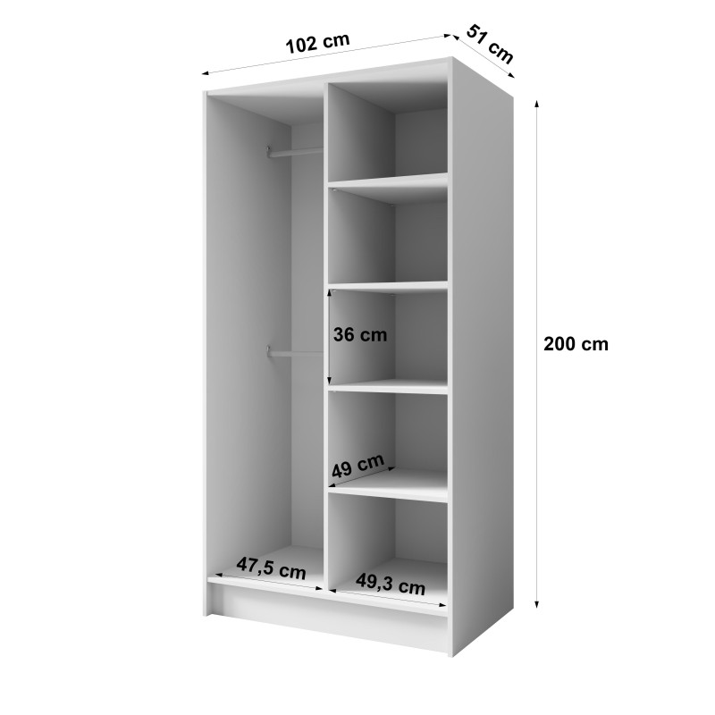 Szafa PAVIA 100/150/200 cm – Nowoczesna Szafa Uchylna