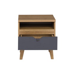 Szafka nocna MORENO 45 cm – 1 szuflada, dąb gold / matowa biel / grafit