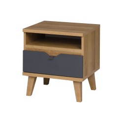 Szafka nocna MORENO 45 cm – 1 szuflada, dąb gold / matowa biel / grafit