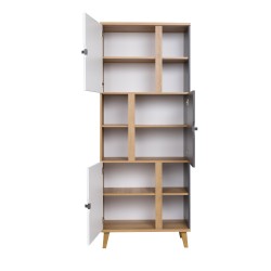 Regał MORENO 80 cm – 3 drzwi, 6 półek | Dąb złoty / biały / grafit
