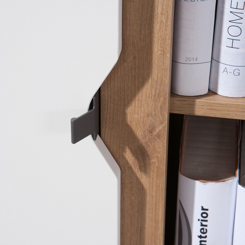 Regał MORENO 80 cm – 3 drzwi, 6 półek | Dąb złoty / biały / grafit