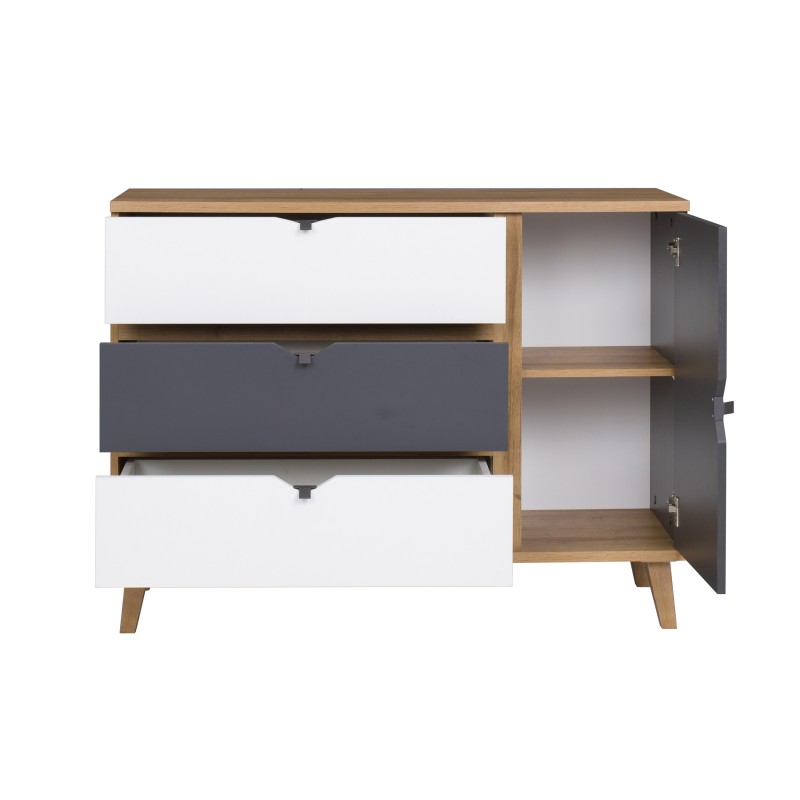 Komoda MORENO 120 cm – 3 szuflady, 1 drzwi