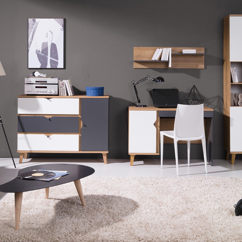 Komoda MORENO 120 cm – 3 szuflady, 1 drzwi