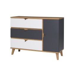 Komoda MORENO 120 cm – 3 szuflady, 1 drzwi