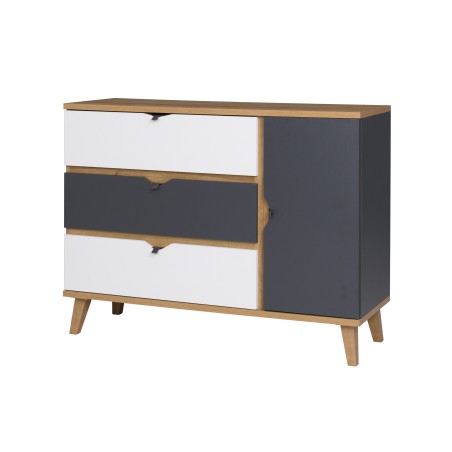 Komoda MORENO 120 cm – 3 szuflady, 1 drzwi