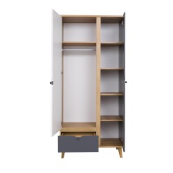 Szafa MORENO 90 cm – 2 drzwi, 1 szuflada, 5 półek