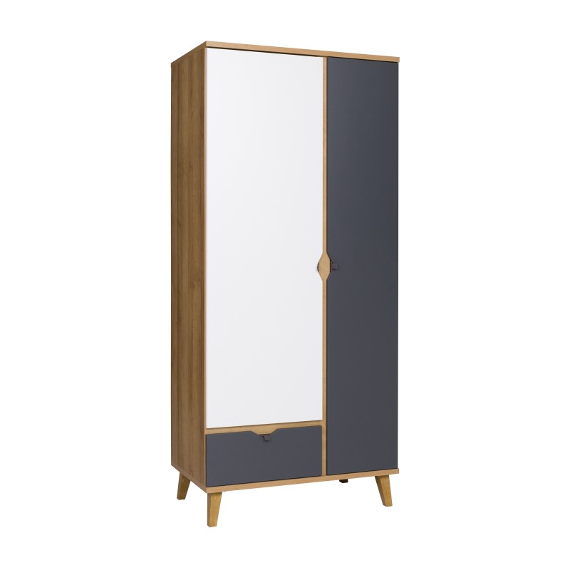 Szafa MORENO 90 cm – 2 drzwi, 1 szuflada, 5 półek