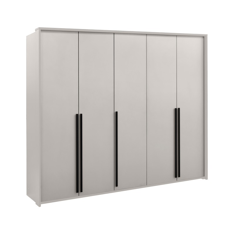 Szafa GIANA 255 cm – 5 drzwi, duża szafa do sypialni z drążkami