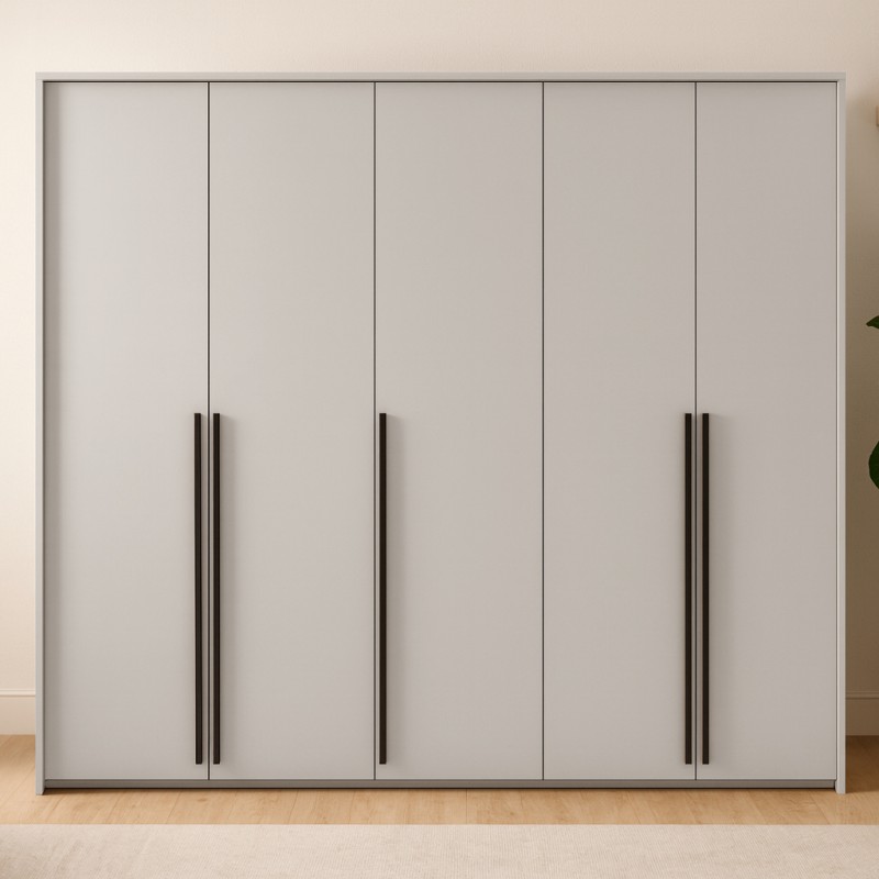 Szafa GIANA 255 cm – 5 drzwi, duża szafa do sypialni z drążkami