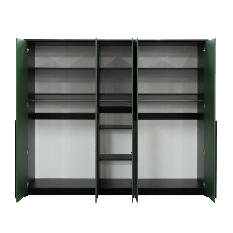 Szafa GIANA 255 cm – 5 drzwi, duża szafa do sypialni z drążkami