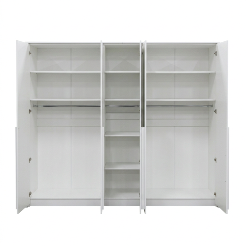 Szafa GIANA 255 cm – 5 drzwi, duża szafa do sypialni z drążkami