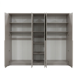 Szafa GIANA 255 cm – 5 drzwi, duża szafa do sypialni z drążkami