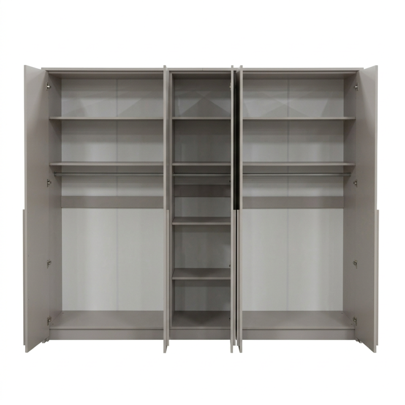 Szafa GIANA 255 cm – 5 drzwi, duża szafa do sypialni z drążkami