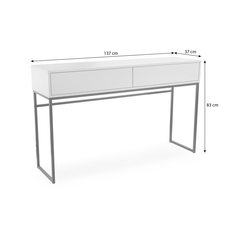 Toaletka GIANA 137 cm | 2 szuflady, bez uchwytów