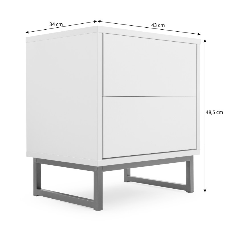 Szafka nocna GIANA 43 cm – 2 szuflady, push-to-open