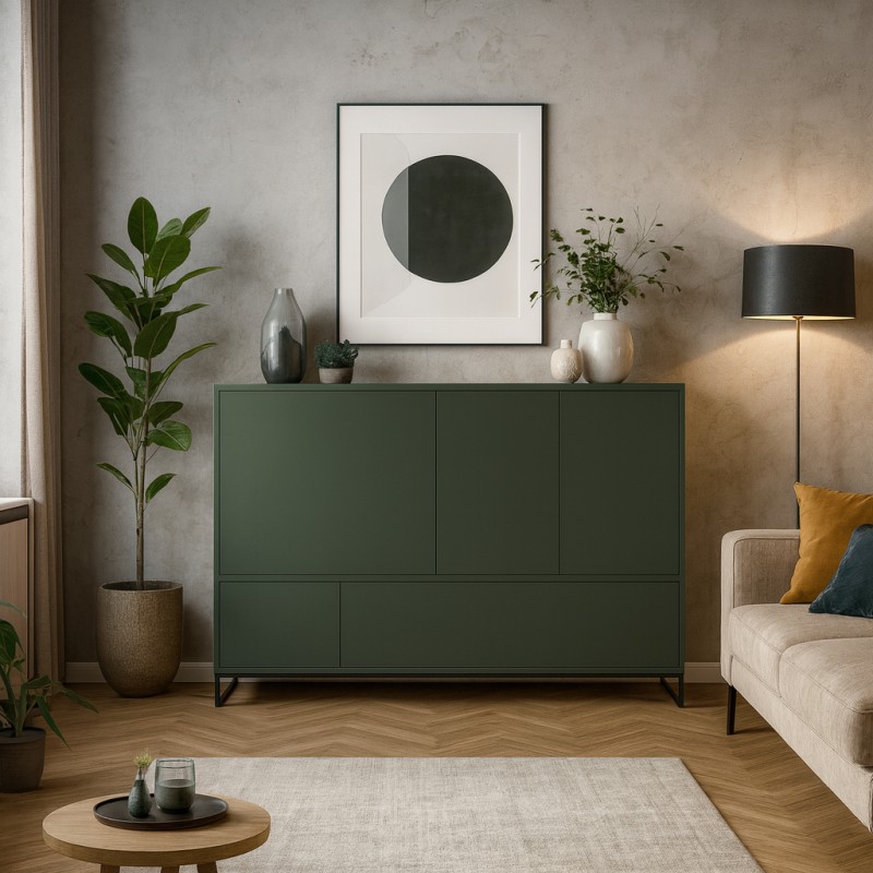 Komoda GIANA 160 cm – 5 drzwi, bez uchwytów