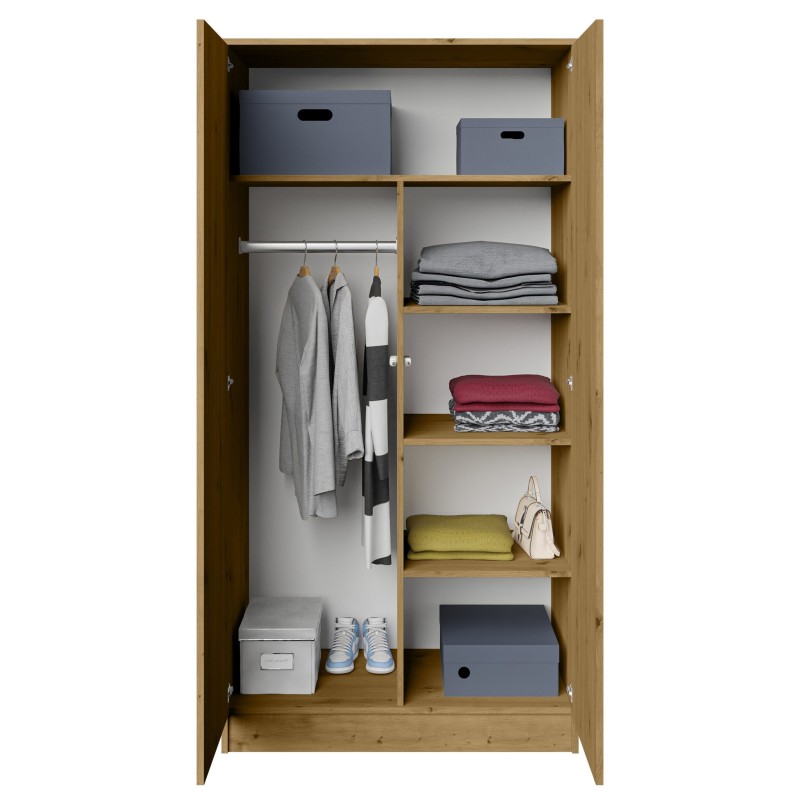 Szafa z drzwiami uchylnymi CLASSIC 90 cm – TIP-ON, drążek i półki