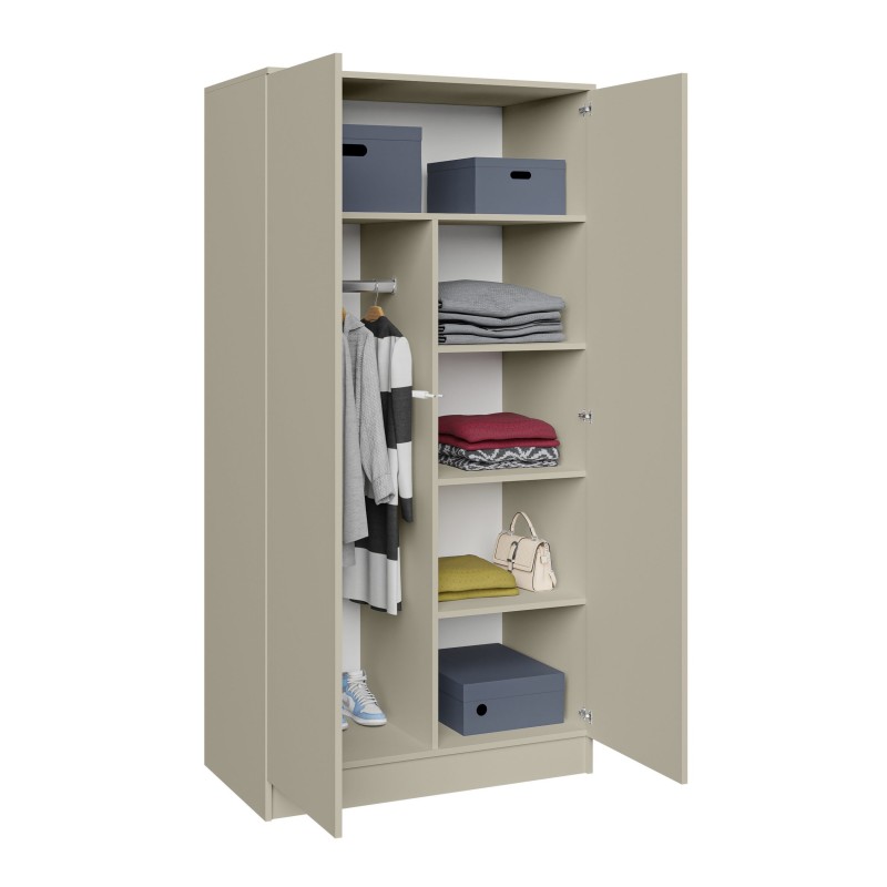 Szafa z drzwiami uchylnymi CLASSIC 90 cm – TIP-ON, drążek i półki