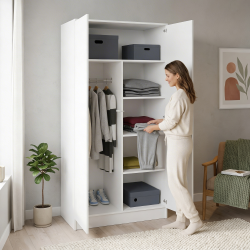 Szafa z drzwiami uchylnymi CLASSIC 90 cm – TIP-ON, drążek i półki