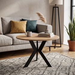 Drewniany Stolik okrągły do salonu DREVICO | BeautySofa24.pl