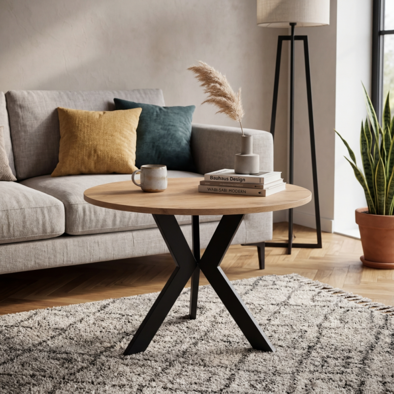 Drewniany Stolik okrągły do salonu DREVICO | BeautySofa24.pl