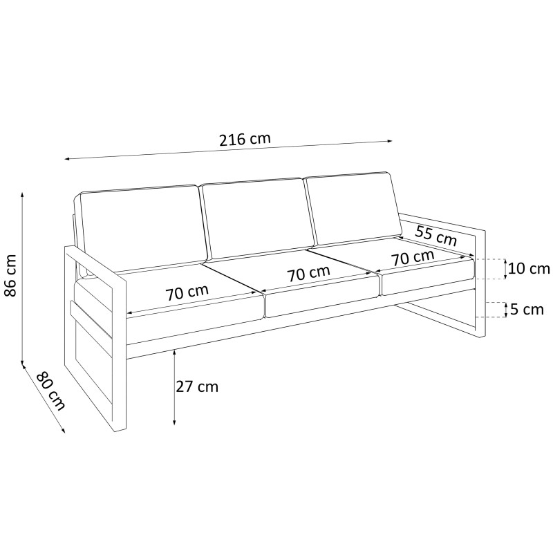 Sofa ogrodowa STELLA 3-osobowa