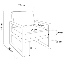 Zestaw mebli ogrodowych STELLA – sofa, fotel, stolik metalowy