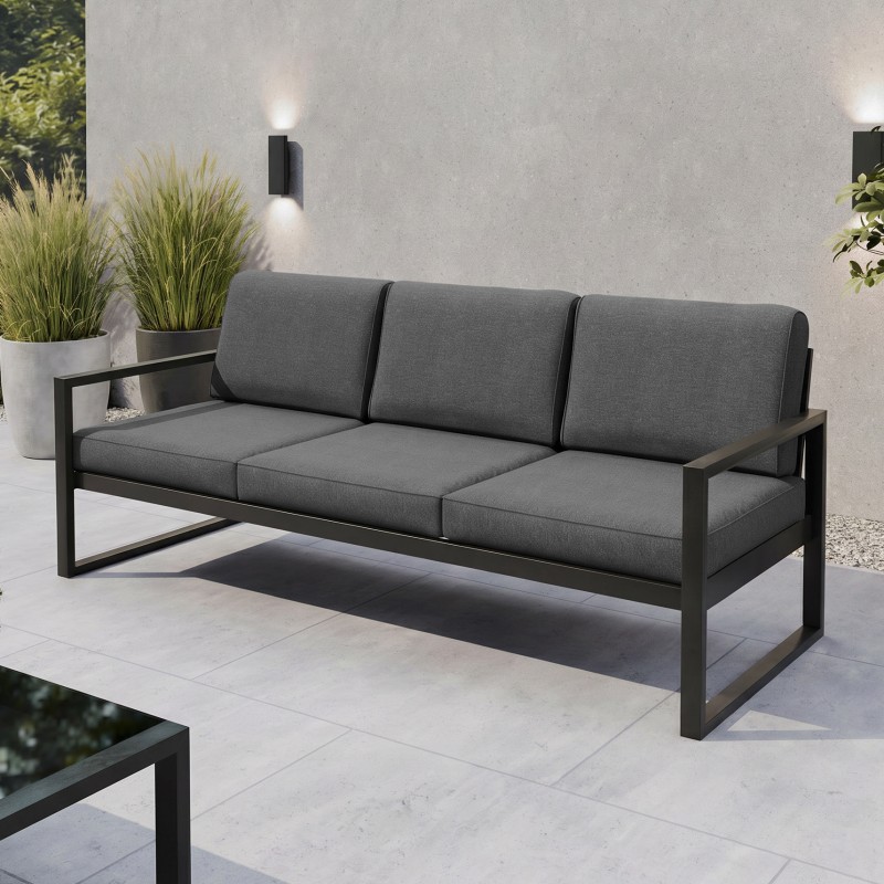 Zestaw mebli ogrodowych STELLA – sofa, fotel, stolik metalowy