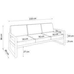 Zestaw mebli ogrodowych STELLA – sofa, fotel, stolik metalowy