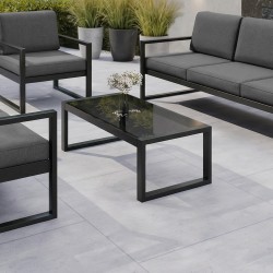 Zestaw mebli ogrodowych STELLA – sofa, fotel, stolik metalowy