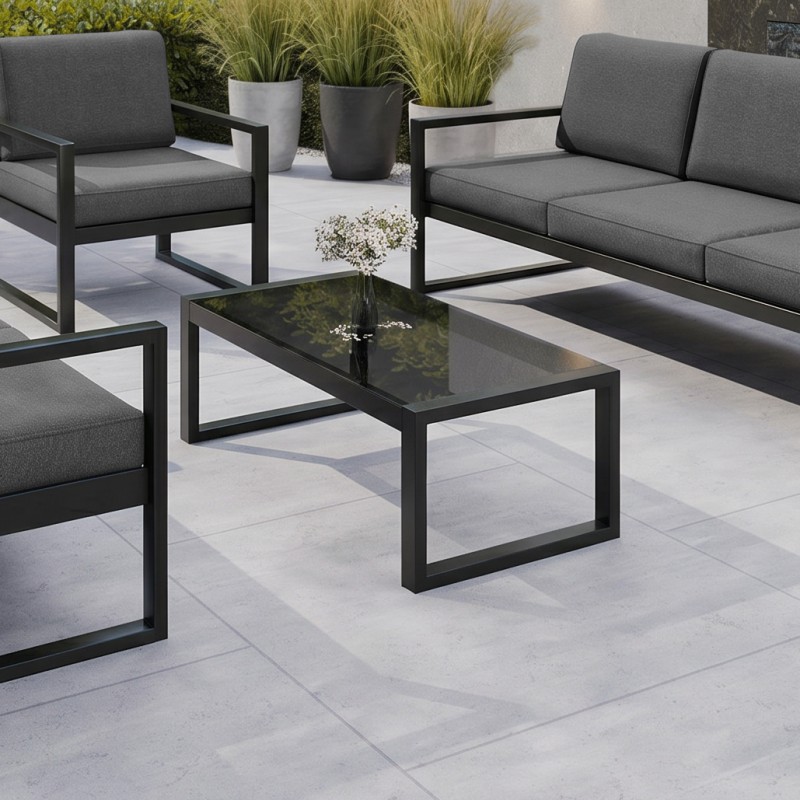 Zestaw mebli ogrodowych STELLA – sofa, fotel, stolik metalowy