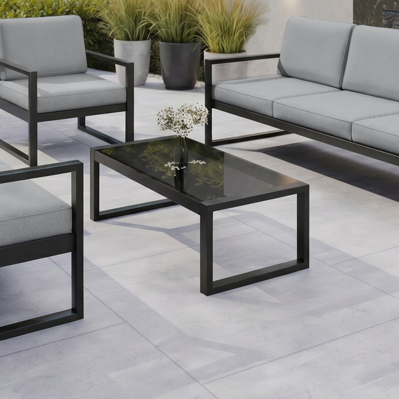 Zestaw mebli ogrodowych STELLA – sofa, fotel, stolik metalowy