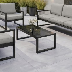 Zestaw mebli ogrodowych STELLA – sofa, fotel, stolik metalowy