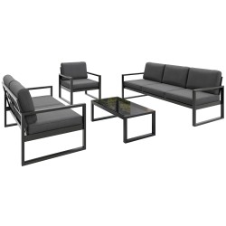 Zestaw mebli ogrodowych STELLA – sofa, fotel, stolik metalowy