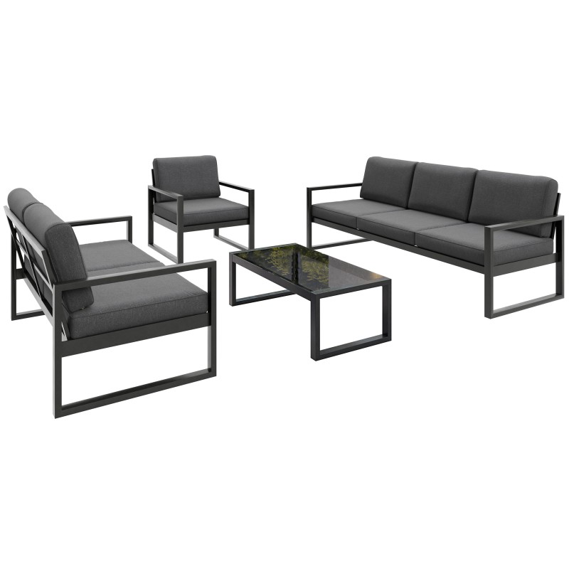 Zestaw mebli ogrodowych STELLA – sofa, fotel, stolik metalowy