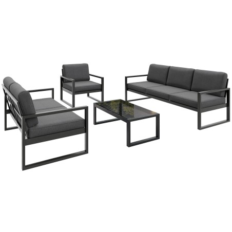 Zestaw mebli ogrodowych STELLA – sofa, fotel, stolik metalowy