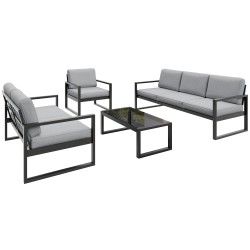 Zestaw mebli ogrodowych STELLA – sofa, fotel, stolik metalowy