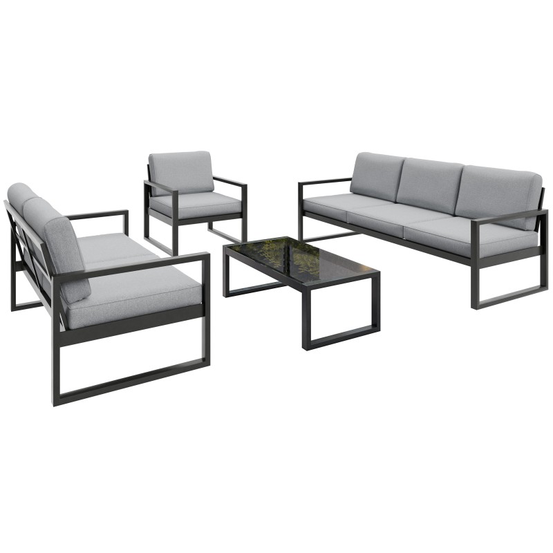 Zestaw mebli ogrodowych STELLA – sofa, fotel, stolik metalowy