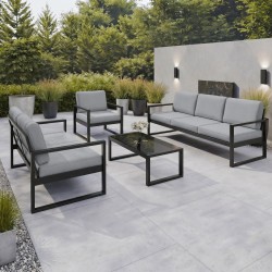 Zestaw mebli ogrodowych STELLA – sofa, fotel, stolik metalowy