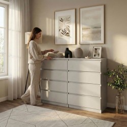 Komoda LEMON 120/140 cm – 8 szuflad, nowoczesna, kaszmir