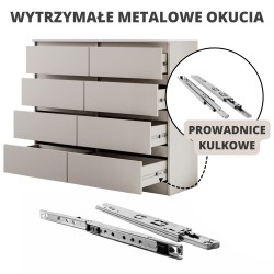 Komoda LEMON 120/140 cm – 8 szuflad, nowoczesna, kaszmir