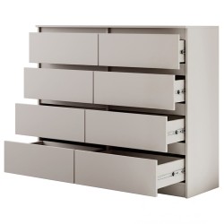 Komoda LEMON 120/140 cm – 8 szuflad, nowoczesna, kaszmir