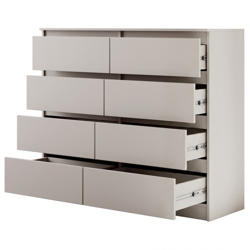 Komoda LEMON 120/140 cm – 8 szuflad, nowoczesna, kaszmir