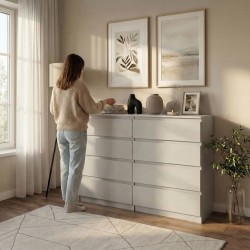 Komoda LEMON 120/140 cm – 8 szuflad, nowoczesna, kaszmir