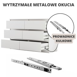 Komoda LEMON 120/140 cm – 6 szuflad, nowoczesna do salonu