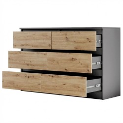 Komoda LEMON 120/140 cm – 6 szuflad, nowoczesna do salonu