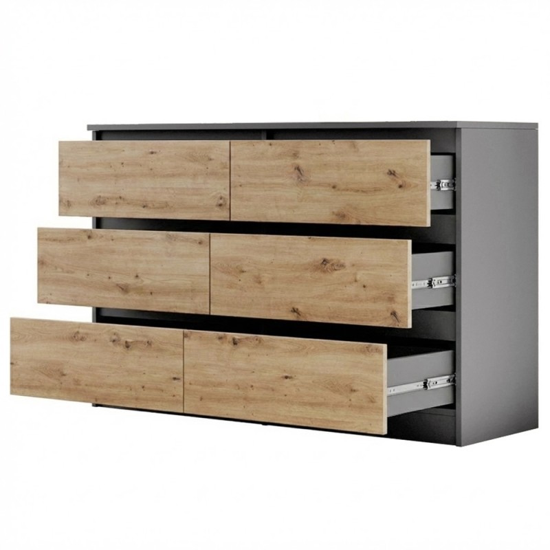 Komoda LEMON 120/140 cm – 6 szuflad, nowoczesna do salonu
